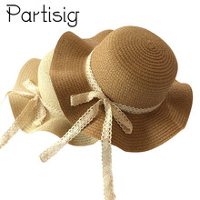 Шляпа от солнца для девочек, Кружевная декоративная лента, соломенная шляпа для детей, летняя Панама для девочек 2024 - купить недорого