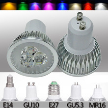GU10 MR16 GU5.3 E27 9W 12W 15W, точечный светильник высокой мощности, Домашний Светильник, Лампа 220V 12V 24V красный/синий/желтый/зеленый, оптовая цена 2024 - купить недорого