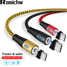 Магнитный Micro USB кабель ROMICHW для быстрой зарядки для samsung Xiaomi huawei, зарядный кабель для передачи данных Microusb Android, Магнитный зарядный шнур 2024 - купить недорого
