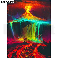 Алмазная картина, полностью квадратная/круглая дрель, извергающая вулканические водопады 5D Daimond, вышивка, вышивка крестиком, мозаика Zou275 2024 - купить недорого