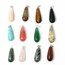 12pcs/lot Assorted Natural Stone Pendants Teardrop Charms Pendulum Circular Cone Pendants For DIY Earring Jewelry Making Crafts 2024 - buy cheap
