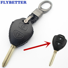 Flybest-capa de couro genuíno com 2 botões para chave remota, capinha para toyota camry/musculação/corolla/avensis/yaris (b) l330 2024 - compre barato