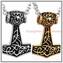 43*30mm 22g  Punk Stainless Steel Silver&Gold color Men's Thor's Hammer Viking Amulet Mjolnir Pendant Necklace Heavy Gift 2024 - buy cheap