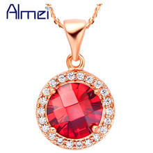 Almei Wedding Accessories Jewelery for Women Crystal Statement Choker Necklaces Pendants Womens Jewellery With Red Stones N565 2024 - buy cheap