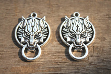 4 pcs--Wolf charm,Antique Silver wolfs Heads Charms Pendants 40x27mm 2024 - buy cheap