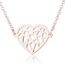Unique Designed Stainless Steel Origami Heart Pendant Necklace Geometric Charm Jewelry Friendship Gift Collares De Moda 2019 2024 - buy cheap