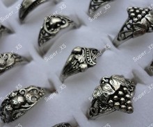 Anéis banhados a prata para mulheres, 300 peças, vintage, antiguidade, moda, joias inteiras, frete grátis rl072 2024 - compre barato