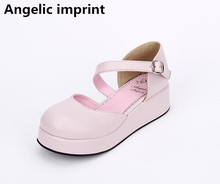 Angelic imprint woman mori girl lolita cosplay shoes lady high trifle heels wedges pumps sweet women princess dress sandals pink 2024 - buy cheap