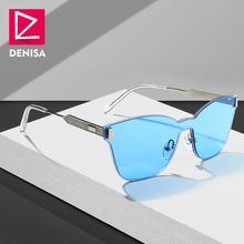 DENISA Famous Brand One Piece Rimless Sunglasses Men Fashion Black Sun Glasses For Women Square Glasses For Driving UV400 G22074 2024 - buy cheap