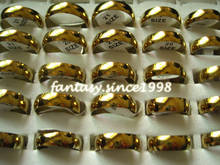wholesale lot 100pcs 6mm gold polished stainless steel band jewelry rings 2024 - buy cheap