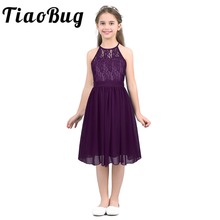 Tiaobug-vestido de renda floral bordado para meninas, 2020, vestido de princesa para festa de casamento, vestido de tule 2024 - compre barato