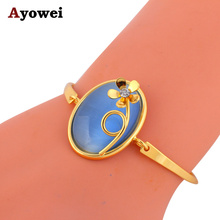 Ayowei oferta azul Zircon tono dorado amarillo joyería de moda pulseras con encanto para mujer regalo de fiesta TBS1105A 2024 - compra barato