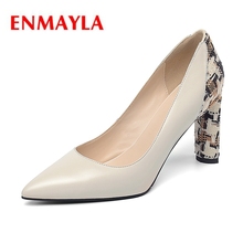 ENMAYLA   Genuine Leather  Round Heel  Pointed Toe  Casual  Slip-On  Sexy Heels  Women Shoes  Size34-39 ZYL2432 2024 - buy cheap