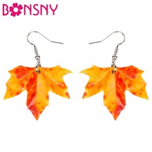 Bonsny Acrylic Trendy Big Maple Leaf Earrings Long Dangle Drop Elegant Natural Plant Jewelry For Women Girls Ladies Teens Gift 2024 - buy cheap