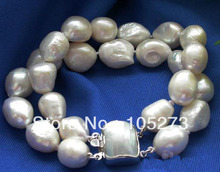 New Arriver Pearl Jewelry 2Rows 8'' 11-12mm Baroque White Cultured Pearl Bracelet Shell Clasp Wholesale New Free Shipping 2024 - buy cheap