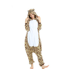 Adults Pajamas Women Flannel Sleepwear Unisex Cute Leopard Bear Cartoon Animal Pajama Set Hooded Pyjamas Kigurumi 2024 - buy cheap