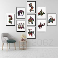 Pintura en lienzo de estilo indio abstracto para mujer, póster nórdico e impresiones, imágenes de pared para decoración de sala de estar, elefante, cebra 2024 - compra barato