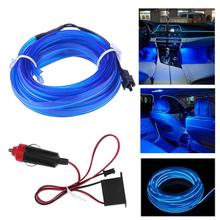 VODOOL 5m Flexible Car Interior Decorative LED Neon EL Wire Strip Cold Blue Light Atmosphere Lamp With Cigarette Lighter Adapter 2024 - buy cheap