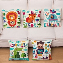 Cartoon Forest Animals Print Cushion Cover Super Soft Short Plush Pillow Covers Square Throw Pillows Cases Home Decor Pillowcase 2024 - buy cheap