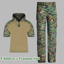 Уличная тренировочная одежда для кемпинга, детская военная одежда, камуфляжный костюм с короткими рукавами, детская тактическая рубашка CS, штаны, армейская форма 2024 - купить недорого