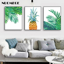 Pintura nórdica de abacaxi, tela, aquarela, planta, imagem decorativa, posteres e impressões, para decoração de parede, sala de estar, casa 2024 - compre barato