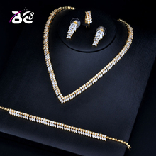 Be 8 Luxury Gold-color Real Micro Pave Setting AAA Cubic Zirconia Leaves Shaped 4pcs Dubai Jewelry Set for Dinner Party S130 2024 - buy cheap