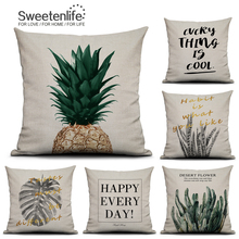 Sweetenlife Cushion Cover Plants Pillow Covers Cotton Linen 45*45cm Cushions Home Decor 2018 Nordic Decorative Pillows For Sofa 2024 - buy cheap
