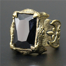 Tamaño 7 ~ 13 Cool calidad superior brillante Oro Negro cristal piedra ancla anillo 316L Acero inoxidable alta calidad motociclista anillo 2024 - compra barato