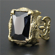 Size 7~13 Cool Top Quality Shinning Golden Black Crystal Stone Anchor Ring 316L Stainless Steel Top Quality Biker Ring 2024 - buy cheap