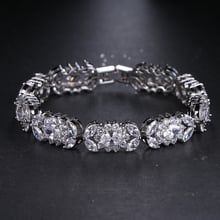 Pulseiras femininas elegantes de strass cz, braceletes com pingente brilhante, para presente de aniversário 2024 - compre barato