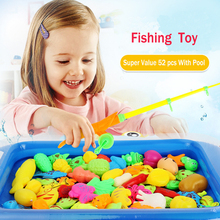 Juguetes de pesca magnéticos 3D LWKO 52 Uds., juegos de peces magnéticos con caña y Red, juguetes educativos para niños, regalo para niños 2024 - compra barato