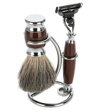 Men shaving tool holder 2 in1 silver compact stainless steel curved shaving brush manual razor stand holders Beard Clean Shaver 2024 - buy cheap