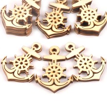 20Pcs 36x49mm Natural Anchor Wooden Ornaments For DIY Crafts Scrapbooking Home Handmade Arts Unfinished Wood Decoration m0873 2024 - buy cheap