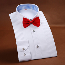 Мужская рубашка-смокинг во французском стиле, брендовая одежда высокого качества для свадьбы, мужские классические рубашки, рубашки с длинным рукавом для жениха, 2017 2024 - купить недорого