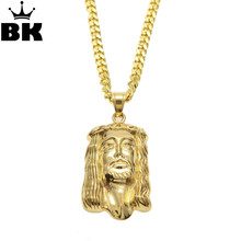 Hip Hop Jesus Piece Pendant Necklaces Gold Color For Women and Men Christian Jewelry Jesus Head Sculpture Charming Jewelry 2024 - buy cheap