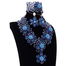 DODU JEWELRY Indian Jewelry Set Dark Blue Necklace Set with Coral Beads Jewellery Set For Women 2019 Bling Bridal Set Free Ship 2024 - buy cheap