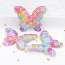 Shiny Mermaid Scale Rainbow Gradient Fabric Pads Patches Butterfly Applique for DIY Crafts, Clothes Sewing, Diary Book Decor S21 2024 - buy cheap