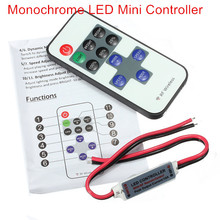 10Pcs Mini Wireless RF Single Color LED Dimmer DC 5V 12V 24v 11Key Remote Controller For LED Strip 5050 3528 2835 5630 Control