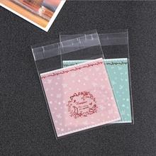 100pcs/lot Green Pink Cookie Packaging Bags Self-adhesive Plastic Biscuit Bag Wedding Candy Bags 2024 - buy cheap