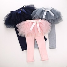 Girls Leggings Cotton Baby Trousers 2018 Brand Kids Girls Skirt Pants Skinny Solid Mesh with Bow Children Legging Enfant 2024 - buy cheap