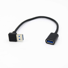 90 градусов вниз угол USB 3,0 удлинитель мужской и женский супер скорость 5 Гбит/с USB кабель для зарядки передачи данных 2024 - купить недорого