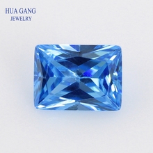 5A Sea Blue Rectangle Shape Cut CZ Stone Synthetic Gems Cubic Zirconia For Jewelry Size 2x4~10x14mm Free Shipping 2024 - buy cheap