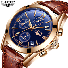 Мужские часы LIGE Лидирующий бренд Роскошные мужские Бизнес водонепроницаемые кварцевые часы мужские повседневные кожаные модные золотые часы Relogio Masculino 2024 - купить недорого