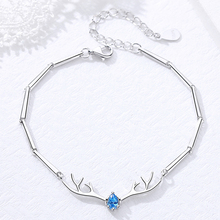 Vivid Bracelet 925 Sterling Silver Bracelets Rhinestone Antlers Jewelry Charm Bracelets Valentine's Day Gift For Women Girl 2024 - buy cheap