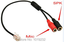 3pcs/lot Free Shipping PC Headset to RJ9/RJ10/RJ22 Headset Plug Adapter Dual 3.5mm jacks to RJ9 connector for telephone headset 2024 - buy cheap