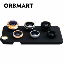 ORBMART-lente ojo de pez 3 en 1 + gran angular + Micro lente de cámara de teléfono móvil con funda trasera para Apple iPhone 6 Plus 6s Plus 2024 - compra barato