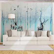 Papel de parede aquarela com fotos de floresta, natureza e neve, mural para sofá, tv, plano de fundo, parede para cobrir animais murais 2024 - compre barato