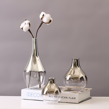 Современная стеклянная ваза, серебристый Террариум, маленькие цветочные вазы, сухофрукты для вазы, гидропонный контейнер, свадебное украшение для дома 2024 - купить недорого