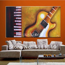 Handmade Modern Pictures On Canvas Still Life Oil Painting Wall Decor Guitar Music Painting Craft Artwork Craft Art Pictures 2024 - buy cheap