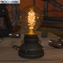 Bochsbc-lâmpada de mesa e27, edison, luminária retrô do país americano, base de metal industrial criativa, unissex 2024 - compre barato